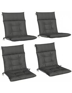 Outsunny Patio Chair Cushions Set of 4, Waterproof Non-Slip Lounge Chair Cushions, 112x53cm, Dark Grey