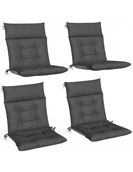 Outsunny Patio Chair Cushions Set of 4, Waterproof Non-Slip Lounge Chair Cushions, 112x53cm, Dark Grey - pic 196855 | FastDaddyshop