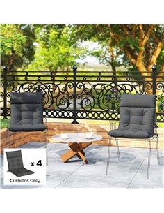 Outsunny Patio Chair Cushions Set of 4, Waterproof Non-Slip Lounge Chair Cushions, 112x53cm, Dark Grey 2