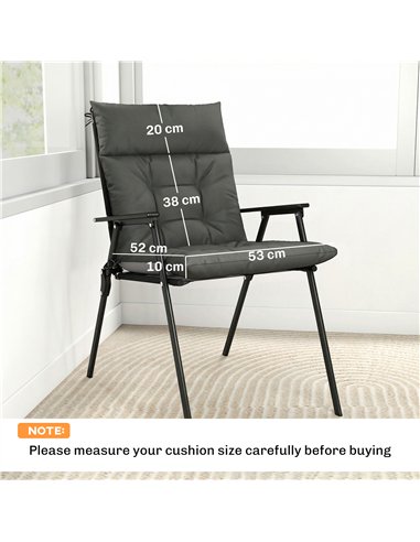Outsunny Patio Chair Cushions Set of 4, Waterproof Non-Slip Lounge Chair Cushions, 112x53cm, Dark Grey