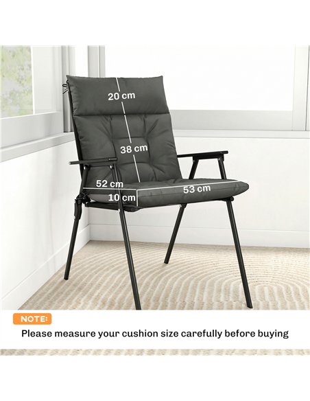 Outsunny Patio Chair Cushions Set of 4, Waterproof Non-Slip Lounge Chair Cushions, 112x53cm, Dark Grey - pic 196857 | FastDaddyshop