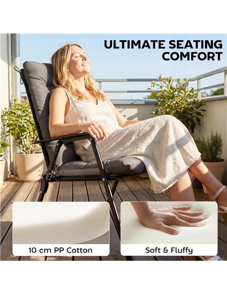 Outsunny Patio Chair Cushions Set of 4, Waterproof Non-Slip Lounge Chair Cushions, 112x53cm, Dark Grey - pic 196858 | FastDaddyshop