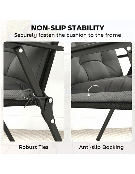 Outsunny Patio Chair Cushions Set of 4, Waterproof Non-Slip Lounge Chair Cushions, 112x53cm, Dark Grey - pic 196860 | FastDaddyshop