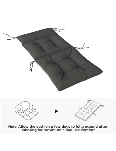 Outsunny Patio Chair Cushions Set of 4, Waterproof Non-Slip Lounge Chair Cushions, 112x53cm, Dark Grey