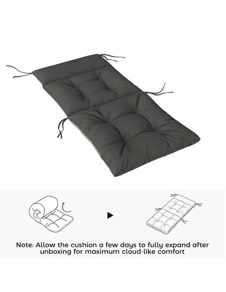 Outsunny Patio Chair Cushions Set of 4, Waterproof Non-Slip Lounge Chair Cushions, 112x53cm, Dark Grey - pic 196861 | FastDaddyshop