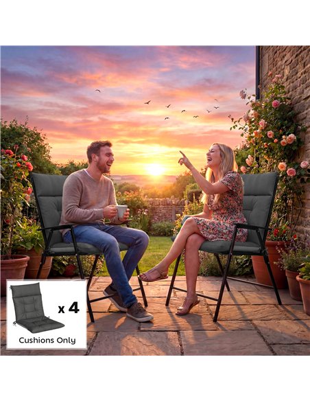 Outsunny Patio Chair Cushions Set of 4, Waterproof Non-Slip Lounge Chair Cushions, 112x53cm, Dark Grey - pic 196863 | FastDaddyshop