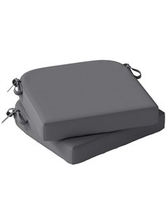 Outsunny Outdoor Chair Seat Cushions Set of 2, Garden Chair Cushions with 7cm Thick Foam & Ties, Dark Grey
