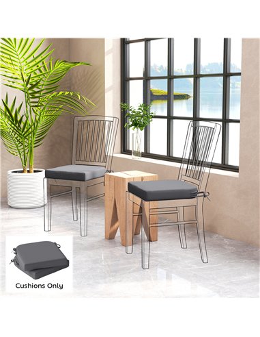 Outsunny Outdoor Chair Seat Cushions Set of 2, Garden Chair Cushions with 7cm Thick Foam & Ties, Dark Grey