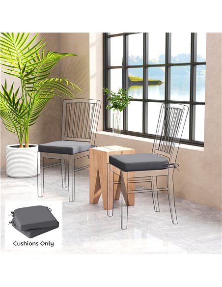 Outsunny Outdoor Chair Seat Cushions Set of 2, Garden Chair Cushions with 7cm Thick Foam & Ties, Dark Grey - pic 196865 | FastDaddyshop
