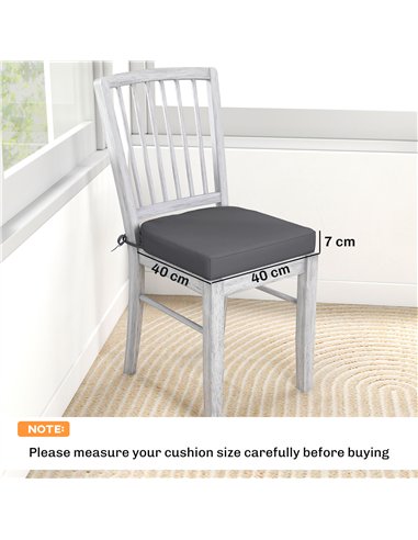 Outsunny Outdoor Chair Seat Cushions Set of 2, Garden Chair Cushions with 7cm Thick Foam & Ties, Dark Grey