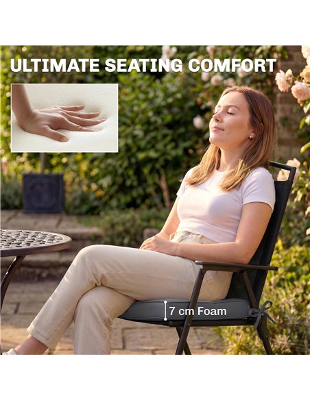 Outsunny Outdoor Chair Seat Cushions Set of 2, Garden Chair Cushions with 7cm Thick Foam & Ties, Dark Grey - pic 196867 | FastDaddyshop