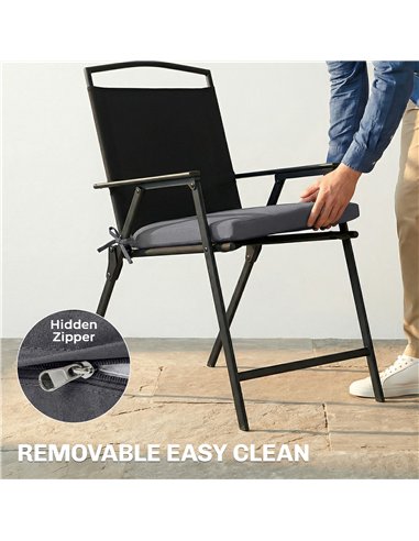 Outsunny Outdoor Chair Seat Cushions Set of 2, Garden Chair Cushions with 7cm Thick Foam & Ties, Dark Grey