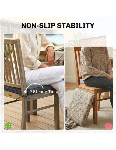 Outsunny Outdoor Chair Seat Cushions Set of 2, Garden Chair Cushions with 7cm Thick Foam & Ties, Dark Grey - pic 196870 | FastDaddyshop