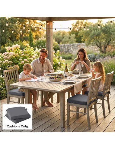 Outsunny Outdoor Chair Seat Cushions Set of 2, Garden Chair Cushions with 7cm Thick Foam & Ties, Dark Grey
