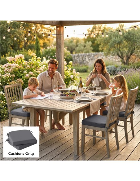 Outsunny Outdoor Chair Seat Cushions Set of 2, Garden Chair Cushions with 7cm Thick Foam & Ties, Dark Grey - pic 196871 | FastDaddyshop