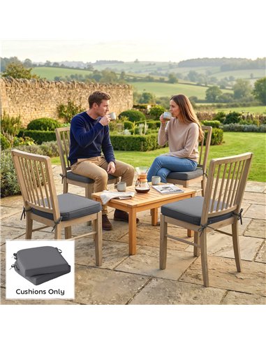 Outsunny Outdoor Chair Seat Cushions Set of 2, Garden Chair Cushions with 7cm Thick Foam & Ties, Dark Grey