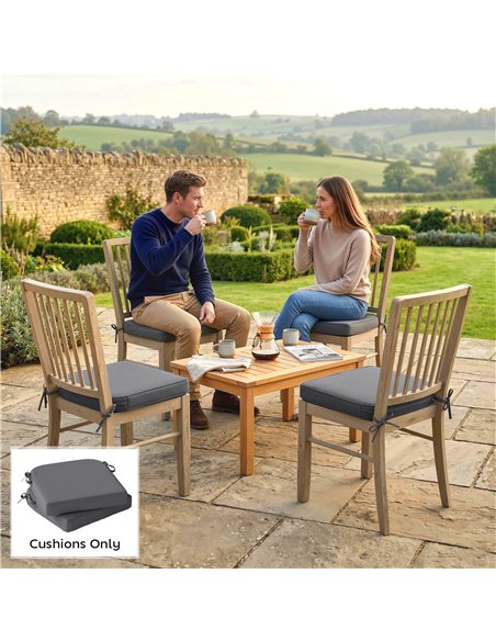 Outsunny Outdoor Chair Seat Cushions Set of 2, Garden Chair Cushions with 7cm Thick Foam & Ties, Dark Grey - pic 196872 | FastDaddyshop