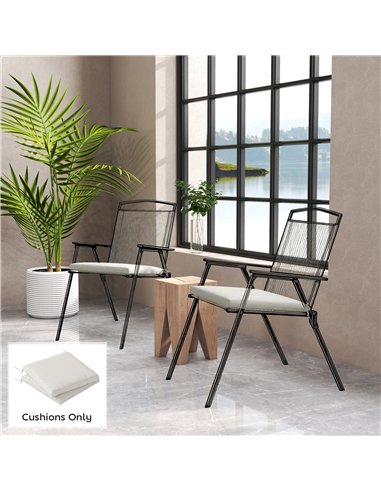 Outsunny Outdoor Seat Cushions Set of 2 with Ties, Waterproof Garden Seat Pads, Cream White