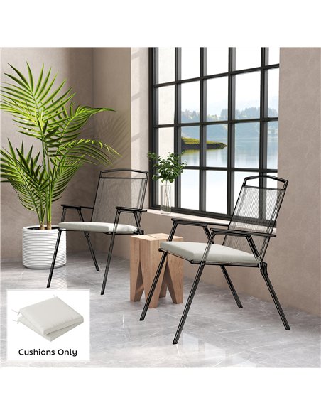 Outsunny Outdoor Seat Cushions Set of 2 with Ties, Waterproof Garden Seat Pads, Cream White - pic 196874 | FastDaddyshop