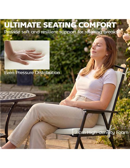 Outsunny Outdoor Seat Cushions Set of 2 with Ties, Waterproof Garden Seat Pads, Cream White - pic 196876 | FastDaddyshop