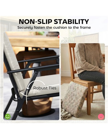 Outsunny Outdoor Seat Cushions Set of 2 with Ties, Waterproof Garden Seat Pads, Cream White - pic 196878 | FastDaddyshop