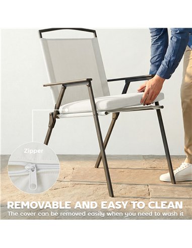 Outsunny Outdoor Seat Cushions Set of 2 with Ties, Waterproof Garden Seat Pads, Cream White