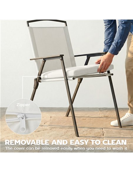 Outsunny Outdoor Seat Cushions Set of 2 with Ties, Waterproof Garden Seat Pads, Cream White - pic 196879 | FastDaddyshop