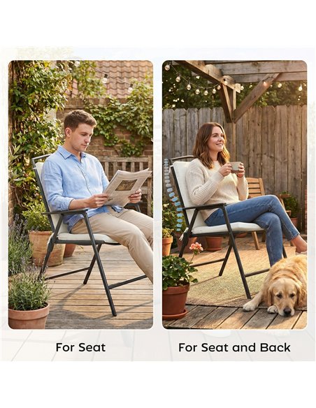 Outsunny Outdoor Seat Cushions Set of 2 with Ties, Waterproof Garden Seat Pads, Cream White - pic 196880 | FastDaddyshop