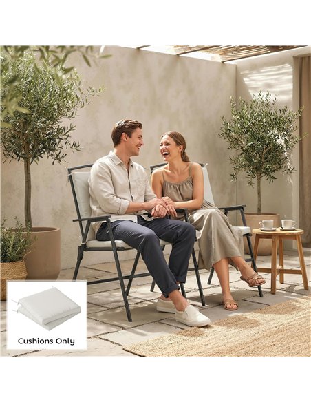 Outsunny Outdoor Seat Cushions Set of 2 with Ties, Waterproof Garden Seat Pads, Cream White - pic 196881 | FastDaddyshop