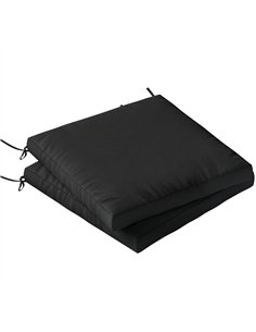 Outsunny Outdoor Seat Cushions Set of 2 with Ties, Waterproof Garden Seat Pads, Black