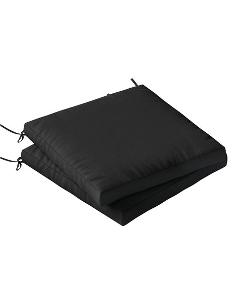 Outsunny Outdoor Seat Cushions Set of 2 with Ties, Waterproof Garden Seat Pads, Black - pic 196882 | FastDaddyshop
