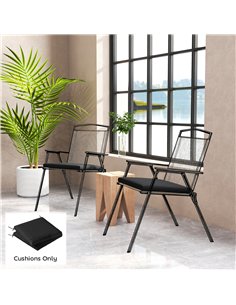 Outsunny Outdoor Seat Cushions Set of 2 with Ties, Waterproof Garden Seat Pads, Black 2