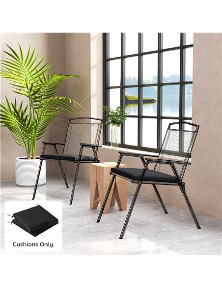 Outsunny Outdoor Seat Cushions Set of 2 with Ties, Waterproof Garden Seat Pads, Black - pic 196883 | FastDaddyshop