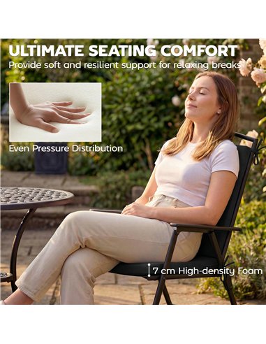 Outsunny Outdoor Seat Cushions Set of 2 with Ties, Waterproof Garden Seat Pads, Black