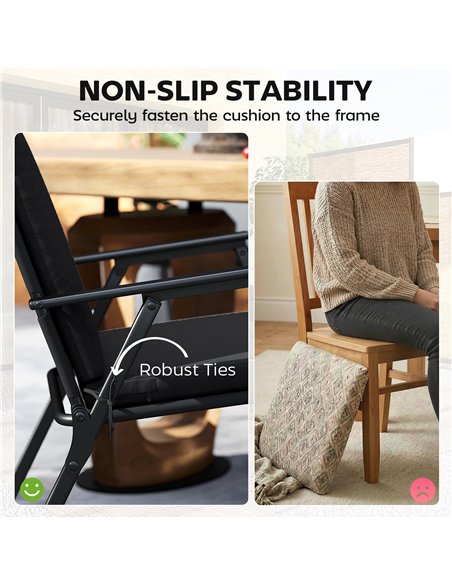 Outsunny Outdoor Seat Cushions Set of 2 with Ties, Waterproof Garden Seat Pads, Black - pic 196887 | FastDaddyshop
