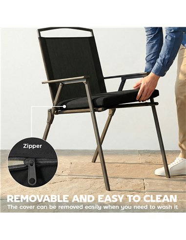 Outsunny Outdoor Seat Cushions Set of 2 with Ties, Waterproof Garden Seat Pads, Black