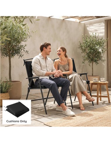 Outsunny Outdoor Seat Cushions Set of 2 with Ties, Waterproof Garden Seat Pads, Black