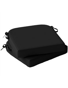 Outsunny Outdoor Chair Seat Cushions Set of 2, Garden Chair Cushions with 7cm Thick Foam & Ties, Black