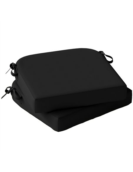 Outsunny Outdoor Chair Seat Cushions Set of 2, Garden Chair Cushions with 7cm Thick Foam & Ties, Black - pic 196891 | FastDaddyshop