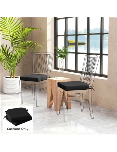 Outsunny Outdoor Chair Seat Cushions Set of 2, Garden Chair Cushions with 7cm Thick Foam & Ties, Black