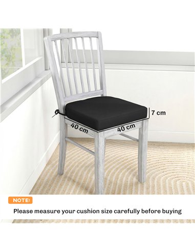 Outsunny Outdoor Chair Seat Cushions Set of 2, Garden Chair Cushions with 7cm Thick Foam & Ties, Black