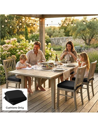 Outsunny Outdoor Chair Seat Cushions Set of 2, Garden Chair Cushions with 7cm Thick Foam & Ties, Black