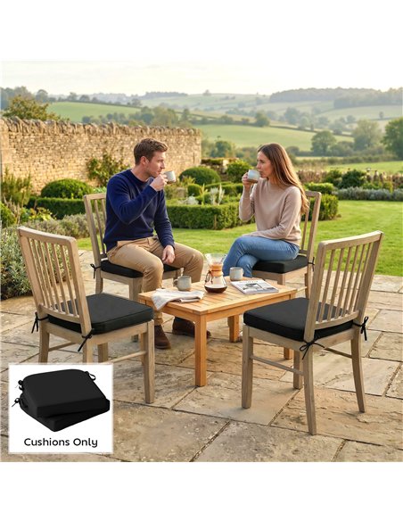 Outsunny Outdoor Chair Seat Cushions Set of 2, Garden Chair Cushions with 7cm Thick Foam & Ties, Black - pic 196899 | FastDaddyshop