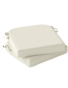 Outsunny Outdoor Chair Seat Cushions Set of 2, Garden Chair Cushions with 7cm Thick Foam & Ties, Cream White