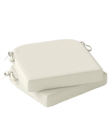 Outsunny Outdoor Chair Seat Cushions Set of 2, Garden Chair Cushions with 7cm Thick Foam & Ties, Cream White - pic 196900 | FastDaddyshop