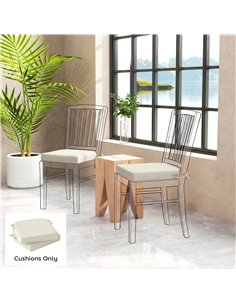 Outsunny Outdoor Chair Seat Cushions Set of 2, Garden Chair Cushions with 7cm Thick Foam & Ties, Cream White 2