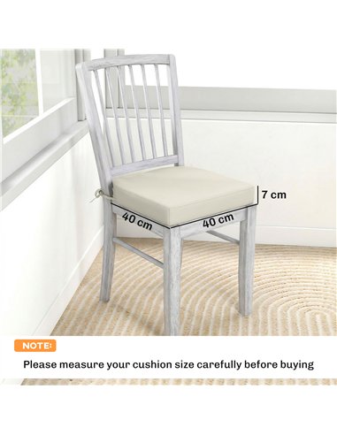 Outsunny Outdoor Chair Seat Cushions Set of 2, Garden Chair Cushions with 7cm Thick Foam & Ties, Cream White
