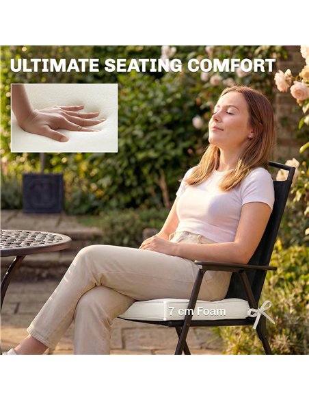Outsunny Outdoor Chair Seat Cushions Set of 2, Garden Chair Cushions with 7cm Thick Foam & Ties, Cream White - pic 196903 | FastDaddyshop