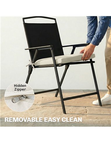Outsunny Outdoor Chair Seat Cushions Set of 2, Garden Chair Cushions with 7cm Thick Foam & Ties, Cream White