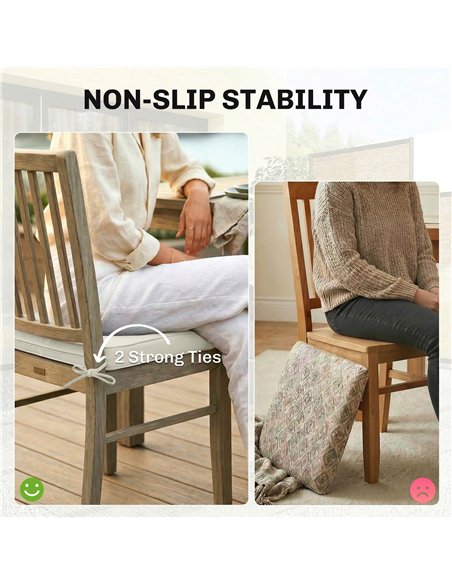 Outsunny Outdoor Chair Seat Cushions Set of 2, Garden Chair Cushions with 7cm Thick Foam & Ties, Cream White - pic 196906 | FastDaddyshop